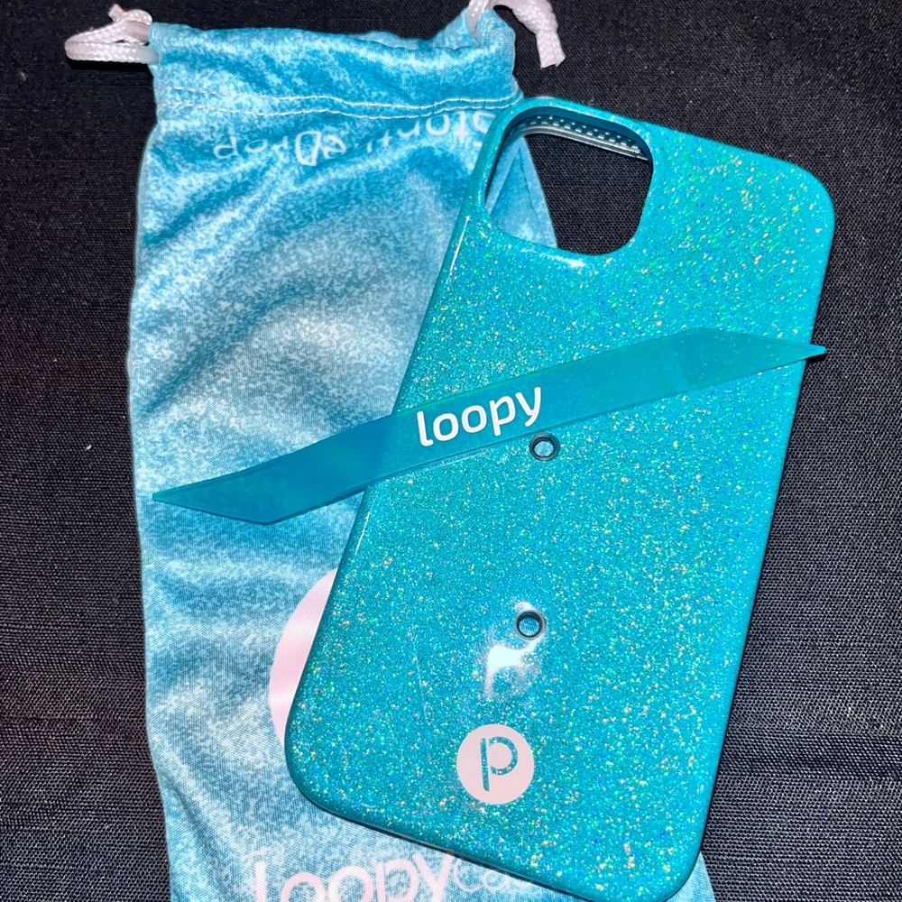 Turquoise Glitter Loopy Case iPhone 13